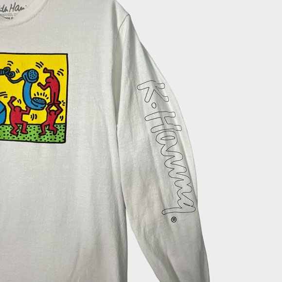 Keith Haring T Shirt Long Sleeve Telephone Art Graphic White Mens Medium M - Picture 3 of 7